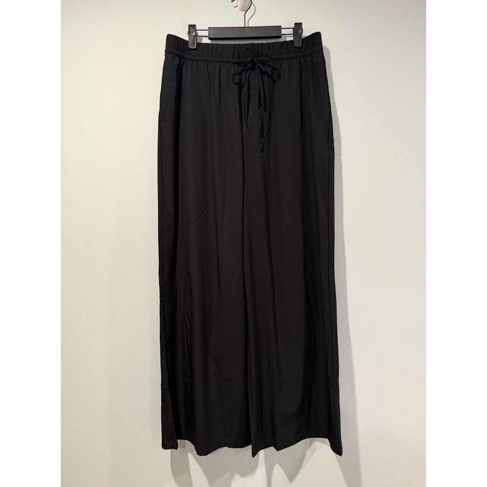 NWOT Halara Wide Leg Pants Womens Large Black Elastic Waist Athleisure Travel